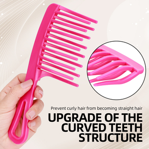 Pettine <span class=keywords><strong>a</strong></span> <span class=keywords><strong>Denti</strong></span> <span class=keywords><strong>Larghi</strong></span> Anti-Nodo, Antistatico, Resistente all'Acqua, per Uso Professionale e Domestico, Grande Dimensione / Per Capelli Secchi Lunghi/Corti - Product Image 1
