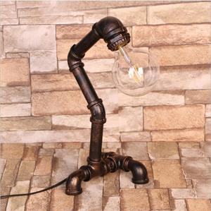 European Retro Industrial Design <strong>Table</strong> <strong>Lamp</strong> Iron Art Bronze with Water Pipe <strong>for</strong> Cafe Bedroom E14 Ac Power Supply Metal <strong>Shade</strong> - Product Image 3