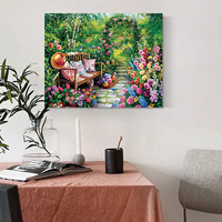 Lukisan dengan Angka untuk Dewasa Kit Bunga Taman Seni Dinding Modern Gambar untuk Dekorasi Rumah 40x50cm/16x20inci Tanpa Bingkai