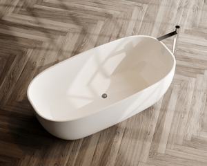 Terrazo piedra bañera cuarto de baño curva natural piedra bañeras crema Beige mármol bañeras - Product Image 5