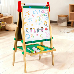 <span class=keywords><strong>Tableau</strong></span> noir en bois multifonctionnel double face pour enfants, grand bois massif avec support réglable, jouet pour bébé - Product Image 5