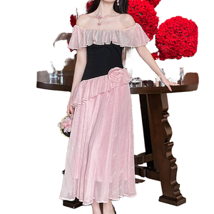 4903 Abito Estivo Premium Personalizzabile OEM 2025 per Donne, Vestito Lungo Midi con Stampa Floreale e Pizzo per Feste, Serate, Vacanze e Spiaggia - Product Image 1