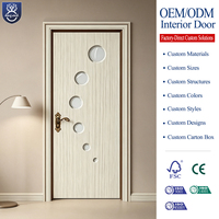 Puerta de Baño para Villa, Modelo de Puerta de Vidrio MDF para Dormitorio, Acabado Manual, Impermeable, Venta al Por Mayor