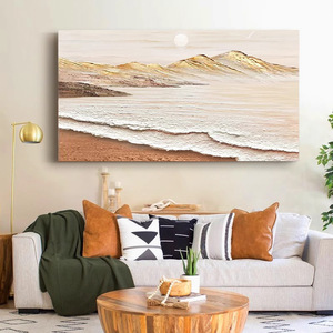 Peinture à l'huile peinte à la main, style crémeux, art texturé, rectangle sans cadre, décor pour salon, chambre à coucher, entrée - Product Image 3