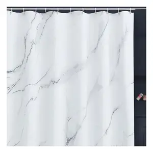 CF BCRP96 Custom Marmor bedrucktes Gewebe Badezimmer Wasserdichte Polyester Bade matte 180*180cm Dusch vorhang für Badezimmer