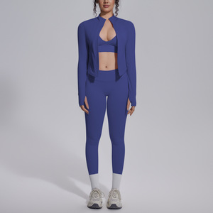 Ensemble de Sport Yoga Trois Pièces Séchage Rapide Amincissant la Taille pour Femmes, Tenue de Sport Plein Air <span class=keywords><strong>Course</strong></span>, Grande Taille - Product Image 6