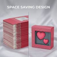 Boîte à écouteurs de luxe rouge pailletée avec fenêtre, fond à fermeture automatique, emballage à rabat supérieur, boîte cadeau en carton premium