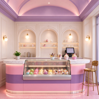 Comptoir de présentation personnalisé en contreplaqué pour kiosque à crème glacée, éclairé par LED, mobilier pour salon de thé, café, magasin de détail et centre commercial