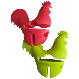Factory Price Kitchen Tools Creative Rooster Shape Silicone Heat Resistant Spill Proof Clip Lid Lifter For All Pots and Pans