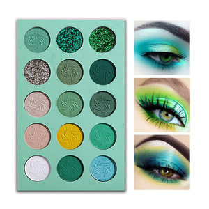 Manufacturer Custom Shape Eyeshadow Palette 15 Color Green <strong>Blue</strong> No Logo Eyeshadow Palette Luxury <strong>Eye</strong> <strong>Shadow</strong> - Product Image 2
