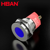 Lampes indicatrices de panneau certifiées HBGQ16DT-D/J/S, lumière plate ronde rouge verte bleue, borne à 2 broches, IP67, lampe de signalisation 16 mm