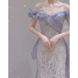 <span class=keywords><strong>Robe</strong></span> de mariée S0465R 2025 de haute qualité, nouvelle collection <span class=keywords><strong>printemps</strong></span>, asymétrique à une épaule, avec sequins, style féerique et élégant - Product Image 3