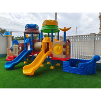 Équipement de terrain de jeux extérieur pour enfants, ensemble de toboggans extérieurs avec toboggan en spirale et panneaux d'activités pour la maternelle
