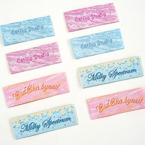 Etiqueta de ropa de tela de algodón lavable con logotipo de marca privada de alta densidad personalizada etiqueta de cuello etiquetas tejidas de ropa para planchar para ropa - Product Image 2