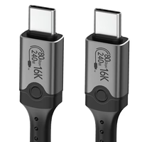 Câble de données USB 5.0 Thunderbolt 5 tressé 240W 80 Gbit/s Vitesse de transfert 16K Mâle-Mâle Chargeur pour téléphones portables Imprimantes USB4