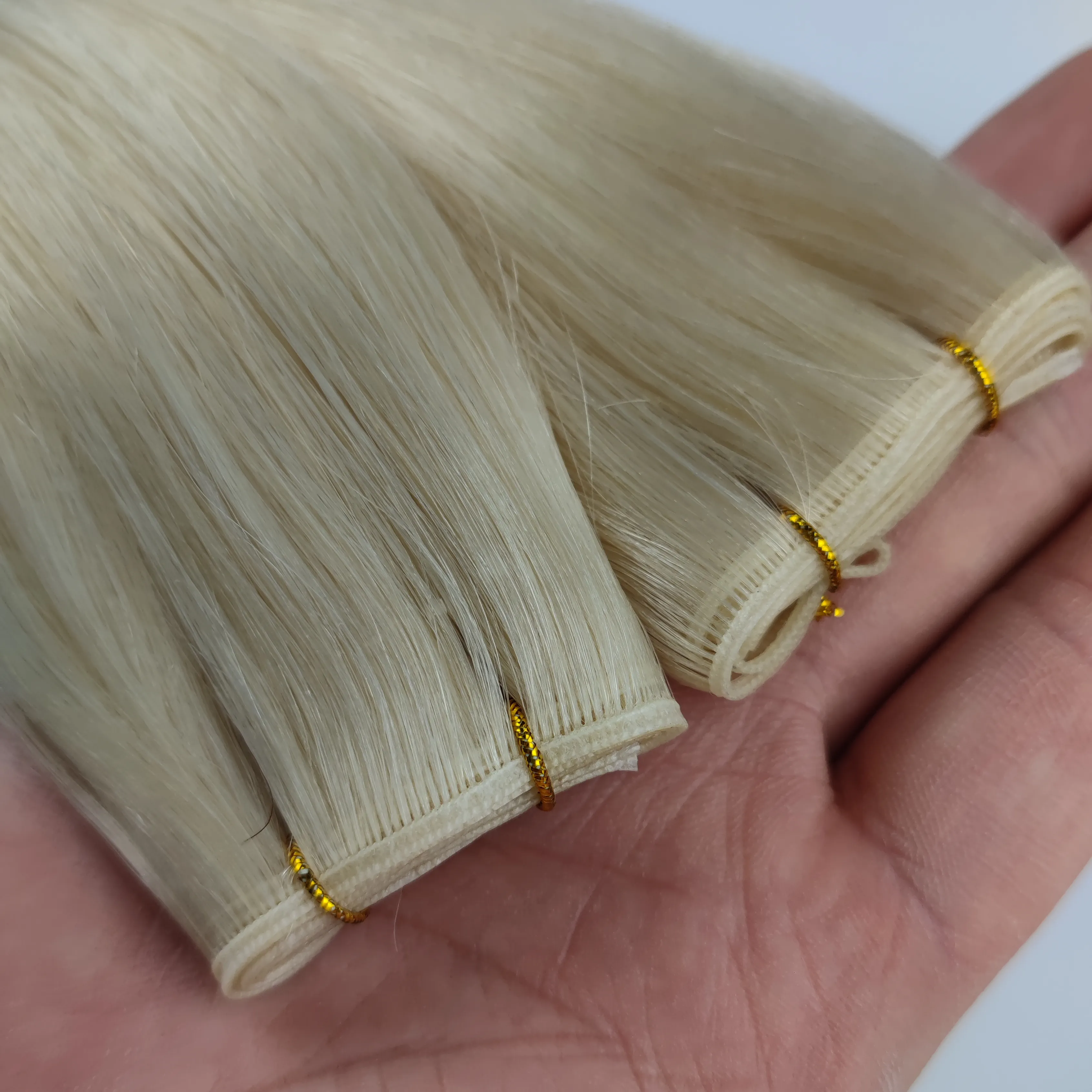 Wholesale Russian Hair Extensions Weft Piano Colour Double Drawn Cuticle Aligned Hand Tied Weft Human Hair Extensions