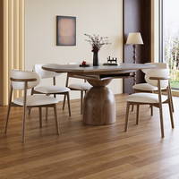 Ensemble de table à manger extensible de style moderne avec pieds en bois pour la maison, la cour, l'hôtel, fabriqué en pierre frittée, écologique et durable