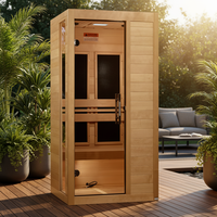 Sauna Inframerah Mewah Dalam Ruangan untuk 2 Orang, Kayu Hemlock Kanada, Panel Kontrol LED, Pusat Terapi Spa dan Wellness