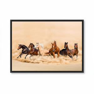 Running Horses Canvas Print: Elegant Farmhouse Animal Wall Art,<b>BLACK</b> <b>FRAMED</b> CANVAS - Product Image 2