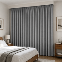 Rideau occultant à plis froncés ZSTARR Premium pour salon et chambre à coucher, draperie de luxe en tissu chenille gris