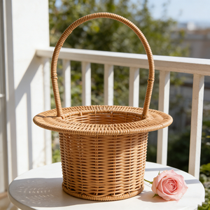 Cesta de Flores de Ratán Portátil con Asa, Ligera, Color Beige, <span class=keywords><strong>para</strong></span> Floristería y Regalos, Día de la Madre - Product Image 4