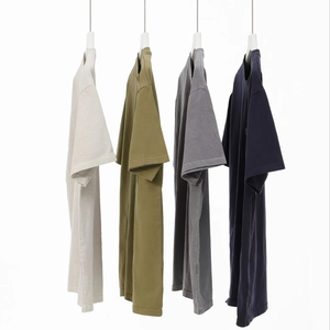 280g di cotone pesante doppio lavaggio tasca t-shirt moda Vintage fatta <span class=keywords><strong>vecchia</strong></span> spalla girocollo manica corta - Product Image 3