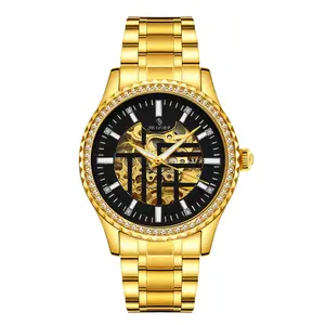Herren Automatik Slef Wind Armbanduhr Luxus Edelstahl Uhr 30M Wasserdichte Skelett Mechanische Uhren
