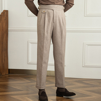 Pantalon de costume drapé taille haute à boutons, couleur unie, style italien Naples Paris, pour homme, collection automne