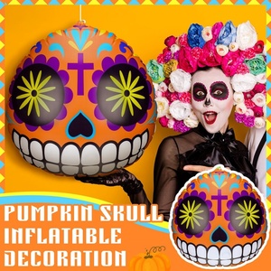 PVC Inflatable Pumpkin Sugar <b>Skull</b> Ball 24 Inch for Halloween Party Thanksgiving Yard Garden Lawn Outdoor <b>Decorations</b> - Product Image 4