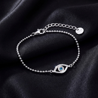 RINNTIN STKB49 Bracelet chaîne œil porte-bonheur en acier inoxydable 304 avec zircone cubique, fait main, bijoux minimalistes pour femmes, vente en gros
