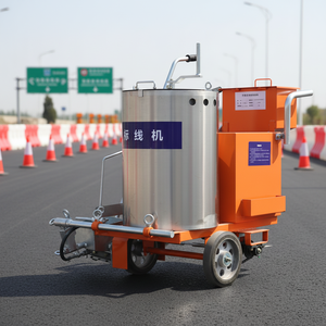 Machine de marquage routier thermoplastique à largeur réglable, portable, poussée à la main, avec distributeur de billes de verre - Product Image 1