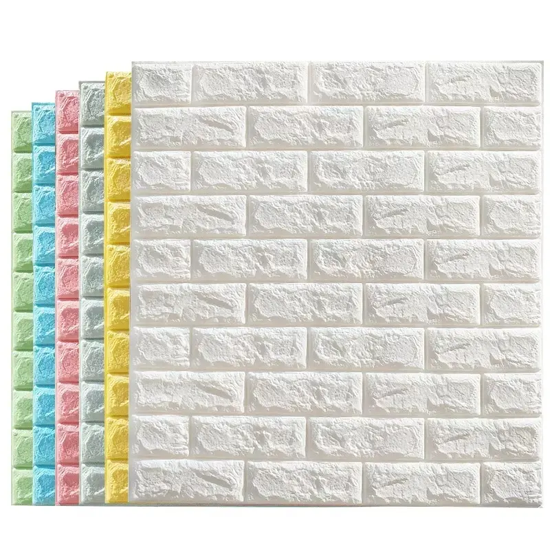 Painel de parede de espuma 3d, decoração de azulejos, pedra de retenção de calor, adesivo de parede, à prova d' água, suave, papel de parede