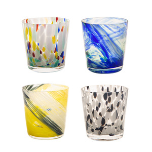 Haute qualité 11oz fait à la main épais résistant à la chaleur Transparent usage domestique coloré point boisson tasse tasse en verre - Product Image 1