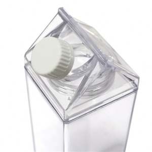<b>Clear</b> Milk Carton Water Bottle 0.5L 1L Acrylic Milk Bottle Plastic Screw Caps Water Bottle Food Container - Product Image 5