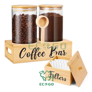 Tarro de café de vidrio de gran capacidad personalizado con estante de bambú abrazadera de bloqueo hermético contenedores de almacenamiento de granos de café para el hogar - Product Image 1