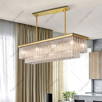 Lustre rectangulaire en cristal de restaurant lustre suspendu en cristal pour la maison salon cuisine éclairage luminaire en cristal