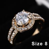 Bague Rinhoo en alliage à double rangée de zircons pour femmes, bague de mode en cristal, jolie bague dorée pour filles, cadeaux de mariage
