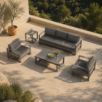 Outdoor Aluminium-Sofagarnitur für Garten und Terrasse Moderne 4-teilige Möbelgarnitur Wetterfestes Ecksofa für Villa und Gewerbe