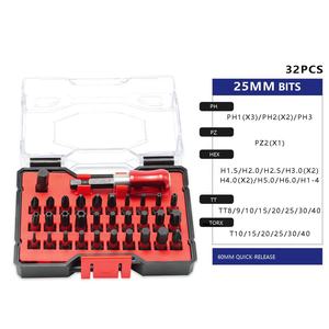 Jeu d'embouts de tournevis pour outils ménagers Jeu d'embouts de tournevis à percussion 32 pièces pour perceuses et tournevis Assortiment de forets en acier dans une mallette de rangement - Product Image 3