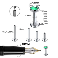 Piercing de nez tendance ASTM F136, pierres en zircon 5A, forme de cœur, sertissage à griffes, boucles d'oreilles unisexes, filetage interne, labret, clous pour les lèvres, oreilles