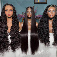 Perruques indiennes en cheveux humains bruts lâches et profonds, vague corporelle, dentelle complète transparente HD, perruques frontales pour femmes noires