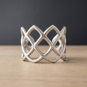 <b>Silver</b> Hollow Geometric Metal <b>Napkin</b> Ring Retro Openwork Table Decor - Product Image 5