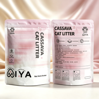 Litière pour chat en manioc en gros, agglomérante, haute absorption, jetable aux toilettes, biodégradable, anti-adhésive, nettoyage facile, marque privée