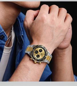 NAVIFORCE 8049 SGG Gold Dial <span class=keywords><strong>Custom</strong></span> Logo Reloj de cuarzo para hombres Cronógrafo Luminous <span class=keywords><strong>Hand</strong></span> Reloj de pulsera Pequeño reloj de tres agujas - Product Image 6