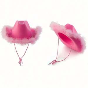 Chapeau de Fête Tendance et de Haute Qualité en Promotion – Chapeau de Cowboy Rose en Fourrure, Chapeau de Cowgirl Rose - Product Image 2