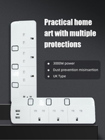 Prise de table personnalisable Série PLUS avec 3 prises largement espacées, 2 ports USB et 1 port Type-C à charge rapide, interrupteur de protection contre les surcharges, norme standard
