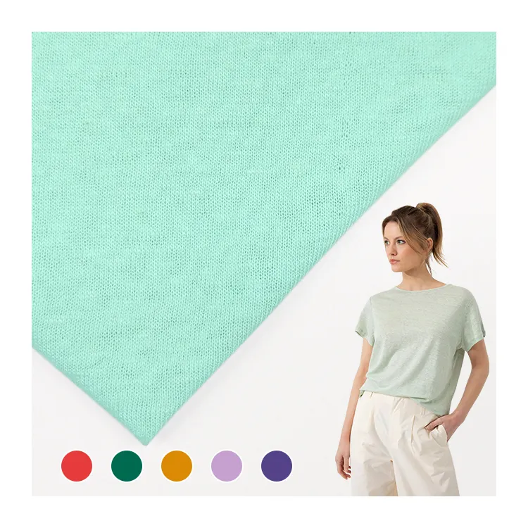 Tissu à tricoter de couleurs personnalisées pour Jersey, Jersey Oragnic en rayonne de lin pour la chemise/