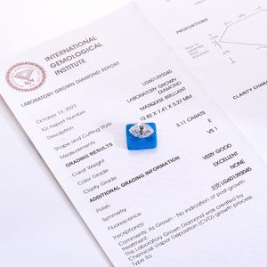 Diamantes de Laboratório VS1 3.11 Quilates E-Labour Stone Quadrado Olho de Cavalo Certificado IGI Tratado por Radiação Joia Colecionável - Product Image 4