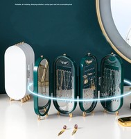 Organisateur de bijoux MKW6095 avec miroir, boîte de rangement pliable pour boucles d'oreilles, présentoir à colliers en plastique avec logo personnalisé