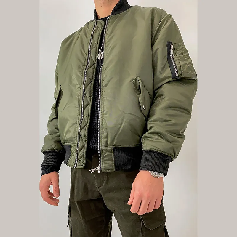 Customized Full Zipper Fashion Jackets Solid Color Autumn For Men Classic Bomber Jacket